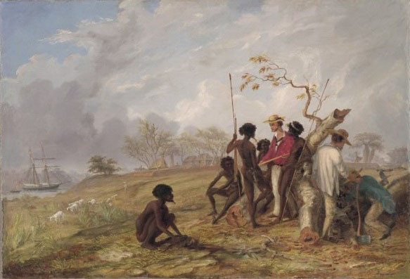 Thomas Baines Thomas Baines with Aborigines near the mouth of the Victoria River, N.T.